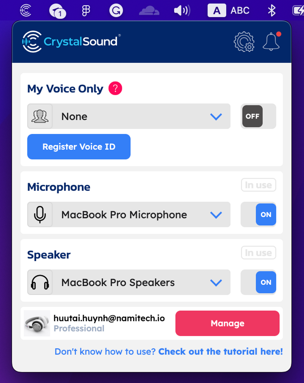 This is the home page of the CrystalSound application
